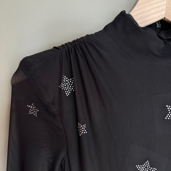 Cinq a Sept Marlene Dress Star Print Black Silver Embellished Sz 0 Bodycon Sexy - Picture 9 of 16